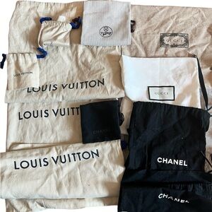 Lot of 21 Luxury Designer Dust Purse Shoe Bag CHANEL LOUIS VUITTON GUCCI FENDI
